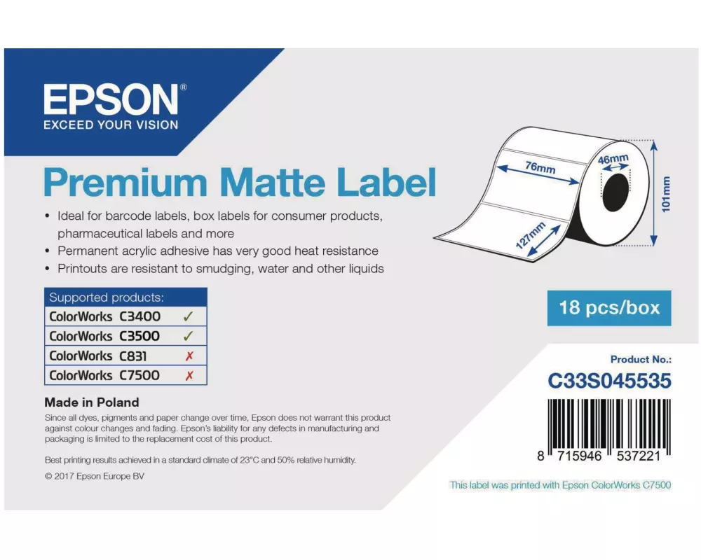 Epson Etikettenrolle Premium 76 x 127 mm