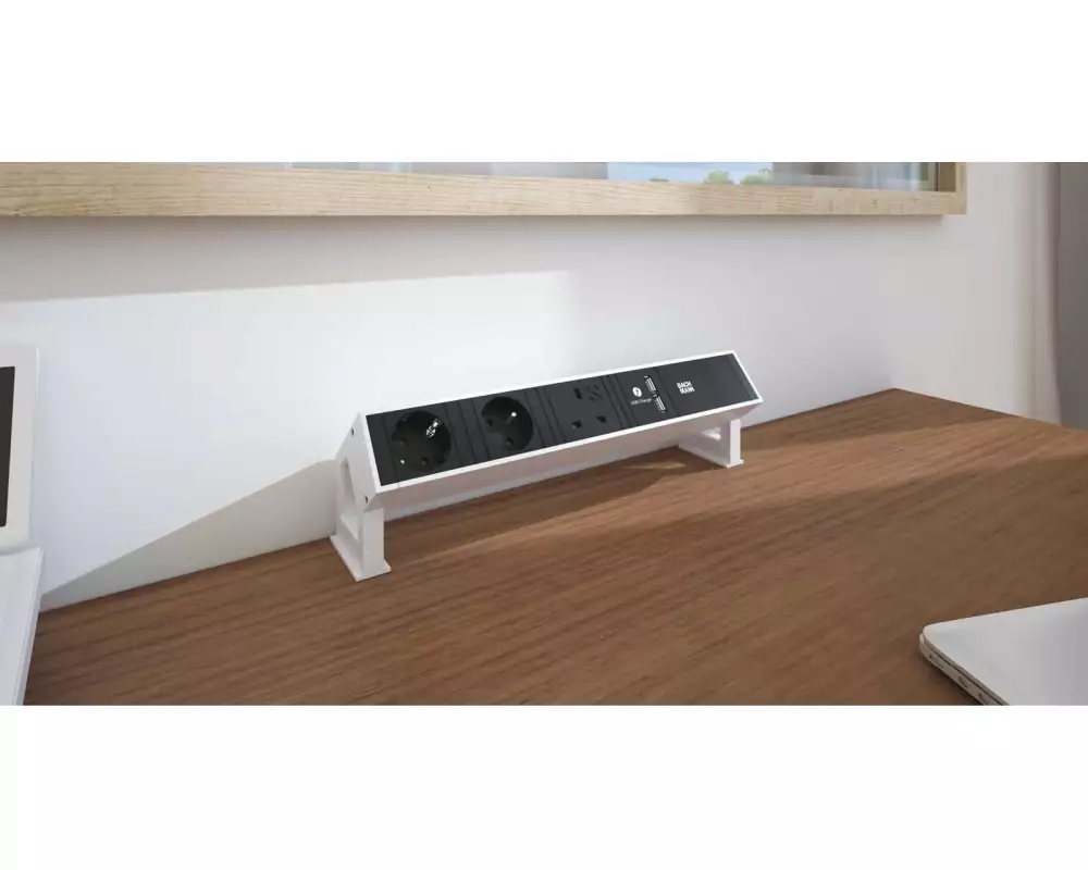 Bachmann Tischsteckdosenleiste DESK2 2xT13 1xUSB C/C 45W 1xCM INOX