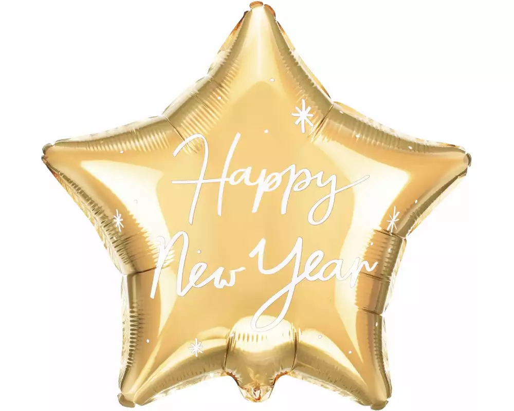 Partydeco Folienballon Happy New Year Gold, 38 x 44 cm, 1 Stück