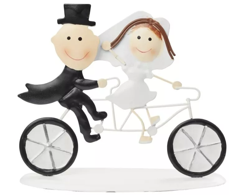 HobbyFun Mini-Figur Hochzeitpaar auf Fahrrad 7 x 10 cm