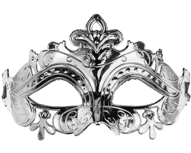 Partydeco Karnevalsmaske, 17 x 9 cm, mit Band, Silber