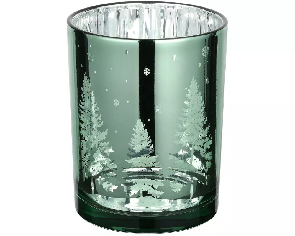 EGLO Teelichthalter Windlicht Christmas Lukut 12.5 cm Grün, Glas