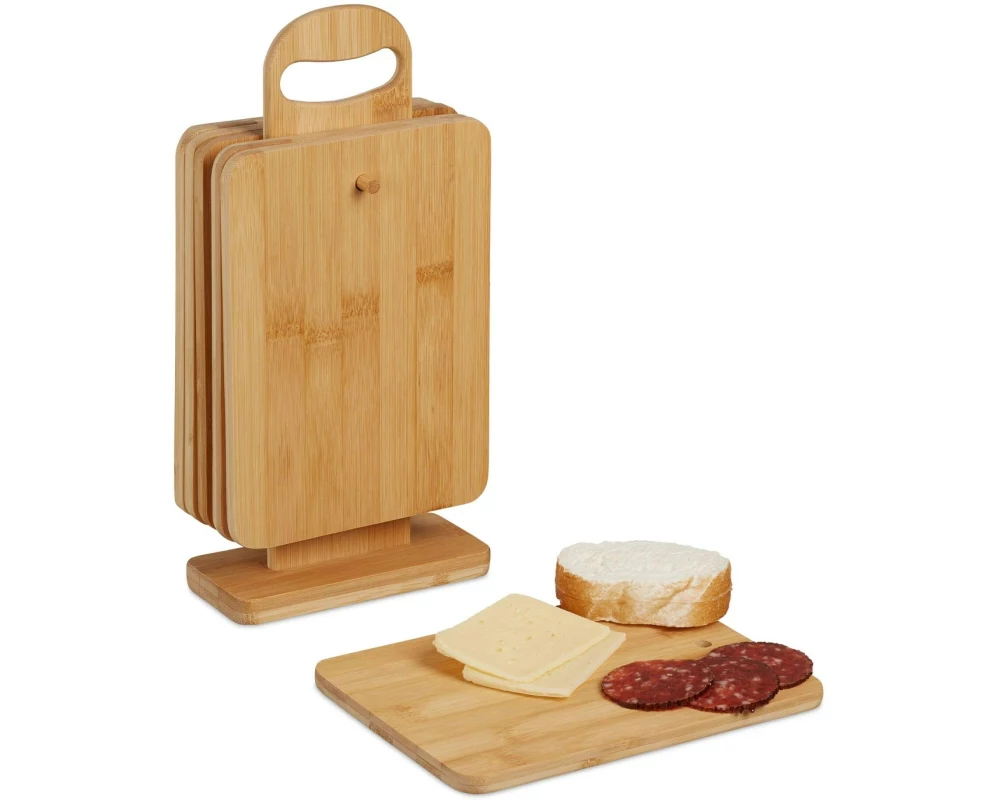 relaxdays Frühstücksbrett 6 Stück, Natur