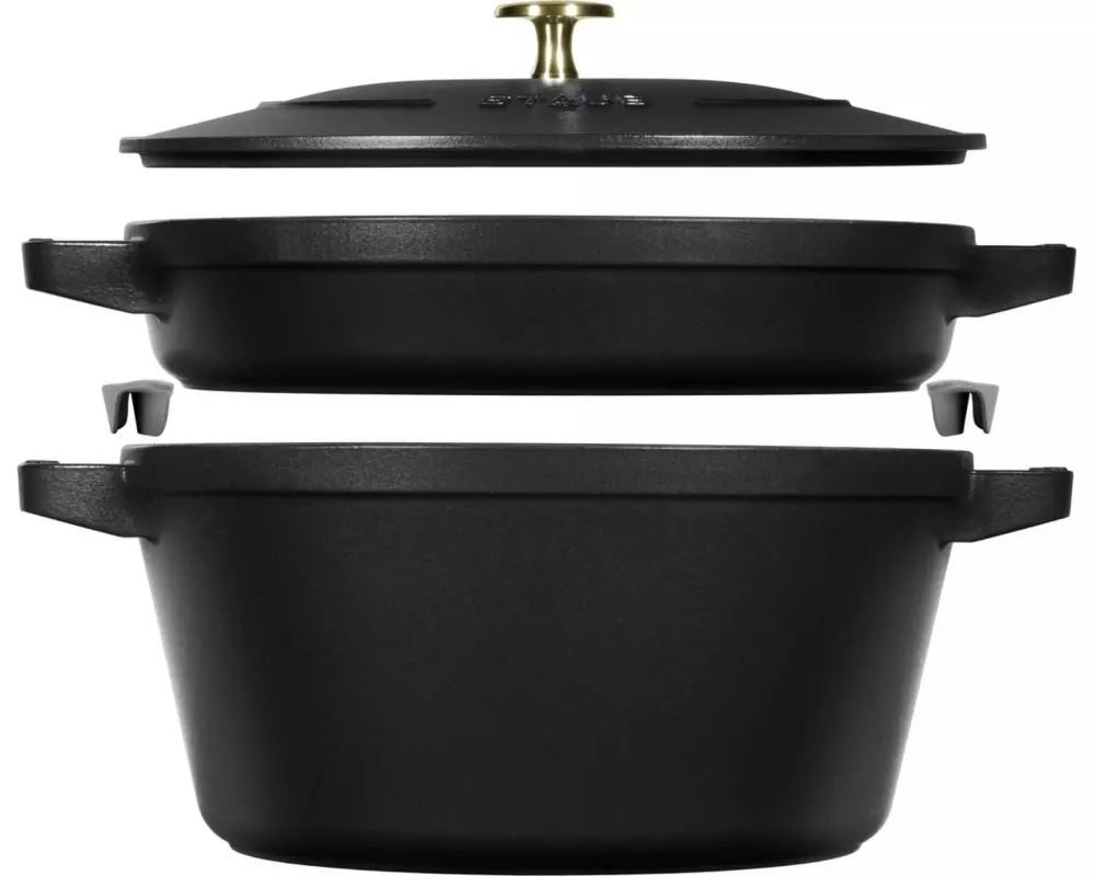 Staub Bräter Cocotte 3-teilig, 24 cm, Schwarz, 6.1 l