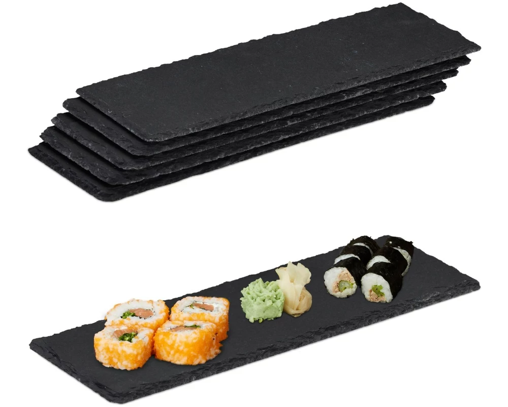 relaxdays Servierplatte Anthrazit , 6 Stück