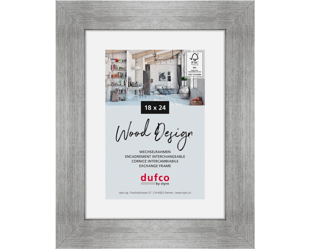 DUFCO Holz-Bilderrahmen 18x24cm 1610.80068 Larisis silber