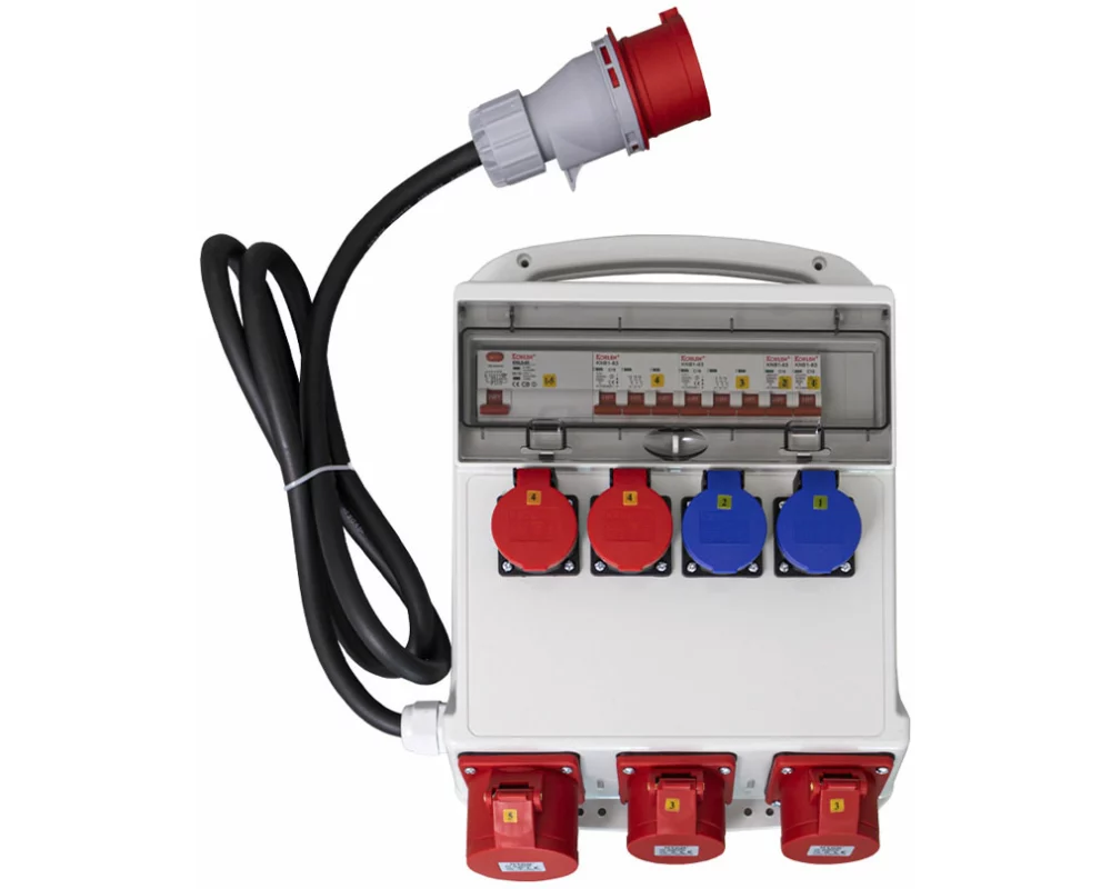 Ekström Baustromverteiler 2x T13, 2x T25, 1x CEE32A, 2x CEE16A / IP55