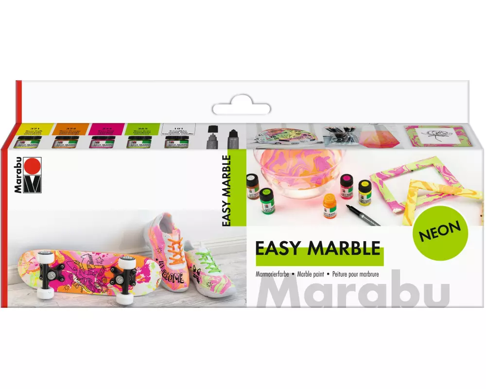 Marabu Marmorierfarbe Easy Marble 6 x 15 ml, Neon
