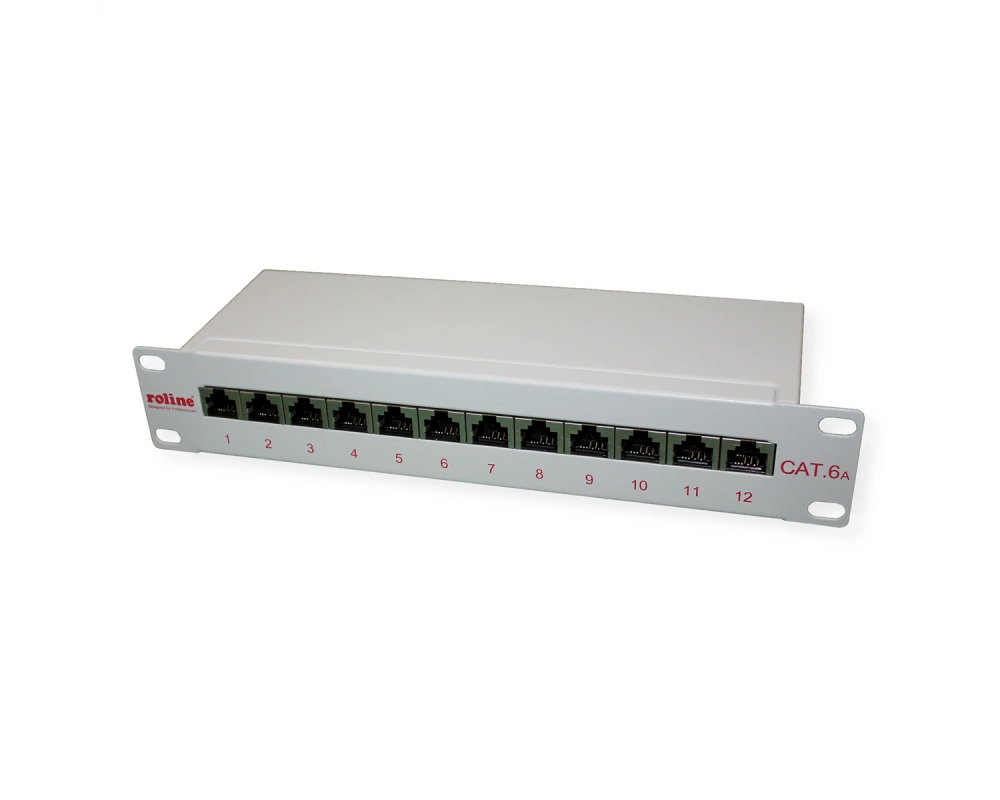 ROLINE 10-Zoll Patchpanel 12 Ports, Cat.6A (Class EA), geschirmt