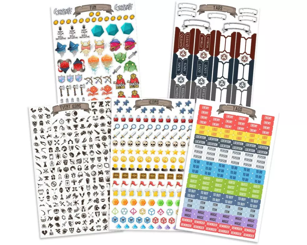 Glass Staff Sticker TTRPG Notizbuch Ministicker Mehrfarbig
