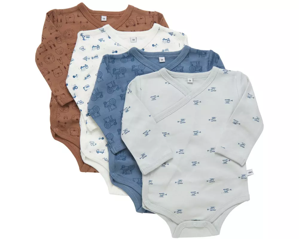 pippi Langarm-Wickelbody 4er Set Blue Mirage Gr. 62