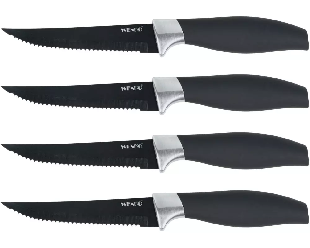 Wenko Steakmesser-Set Otis 4 Stück, Schwarz