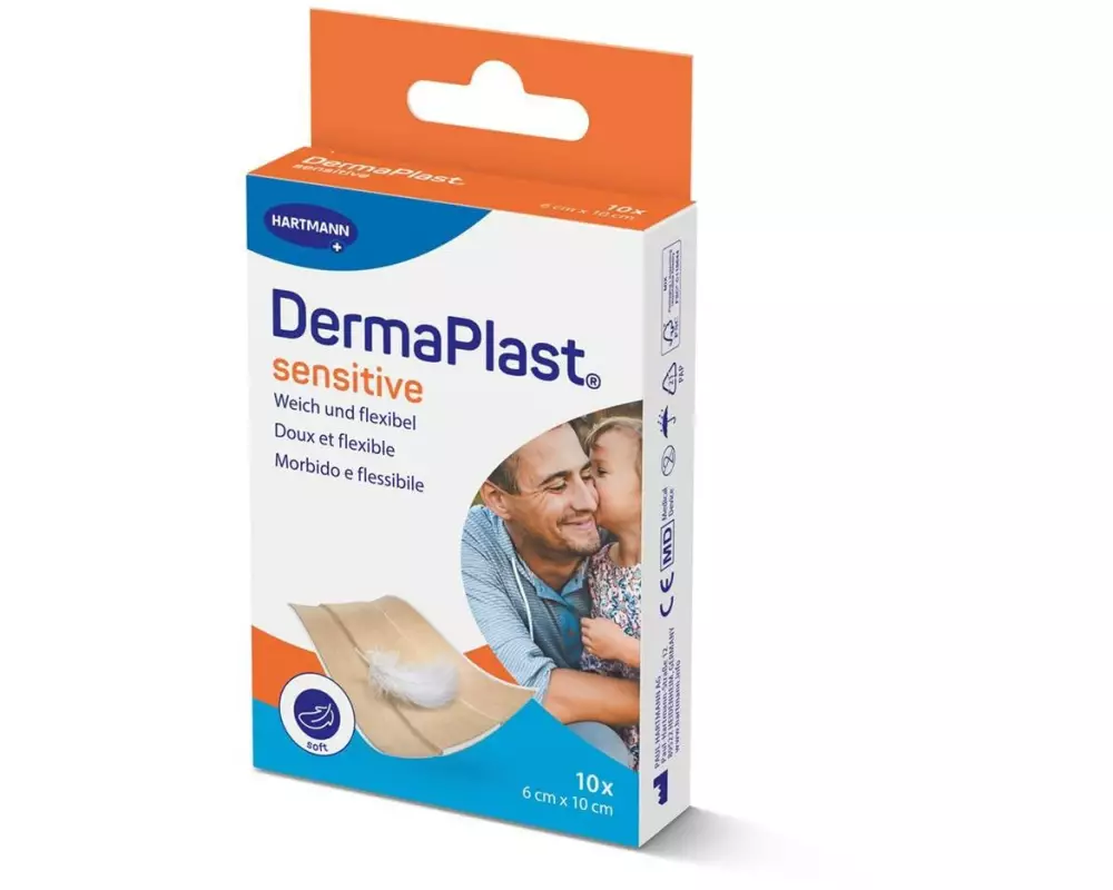 DermaPlast Sensitive Schnellverband beige 6 x 10 cm 10 Stück