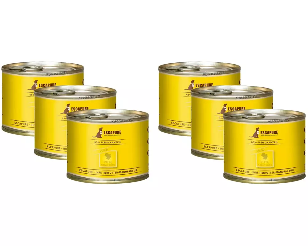 Escapure Nassfutter Puten Pfandl, 6 x 200 g