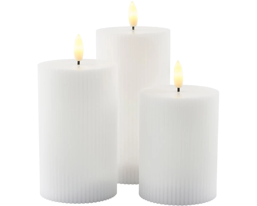 Sirius LED-Kerzen Set Smilla, 10/12.5/15 cm, Weiss, Wiederaufladbar