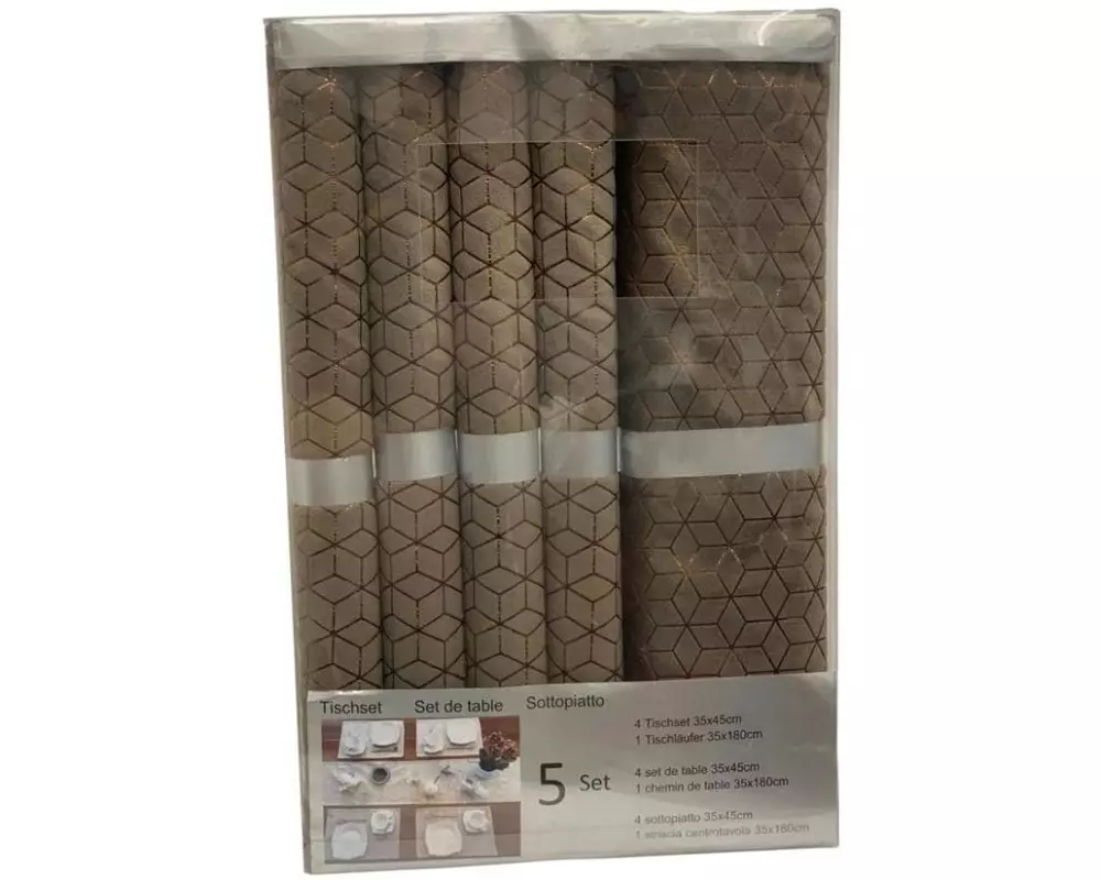 Dameco Tischset und Läufer 5-teilig, Braun