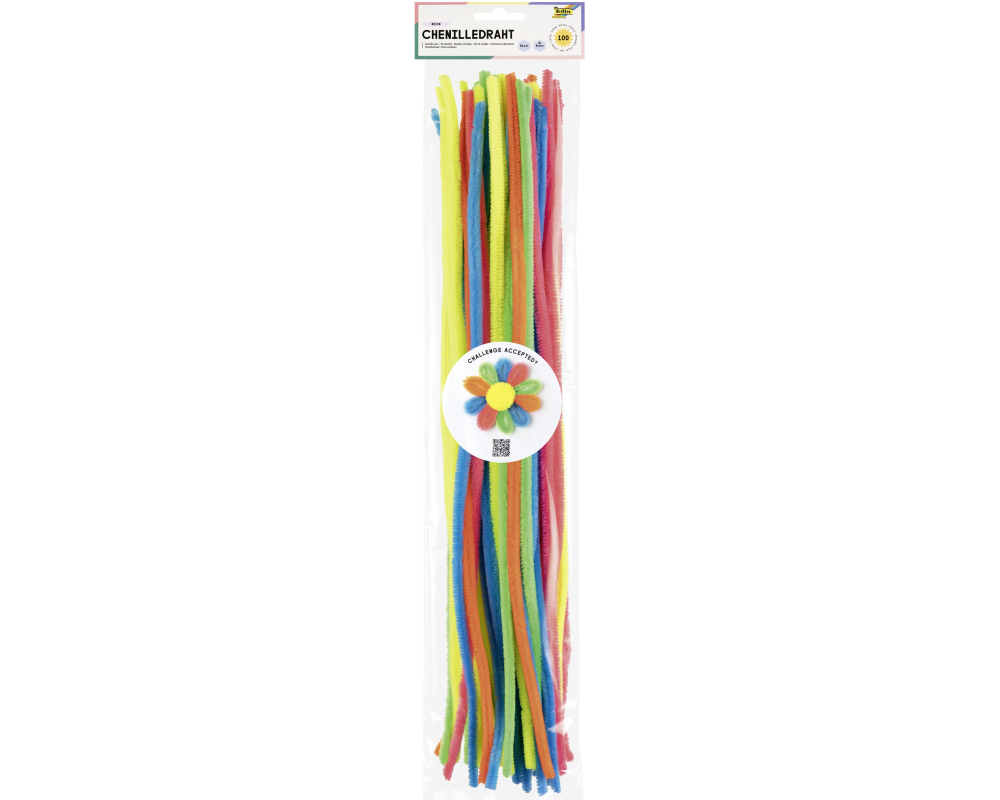 FOLIA Chenilledraht 8mmx50cm 778194 neon 100 Stück