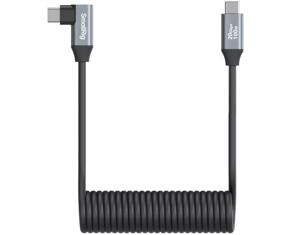 Smallrig Kabel USB-C Coiled Data Cable Gerade auf gewinkelt
