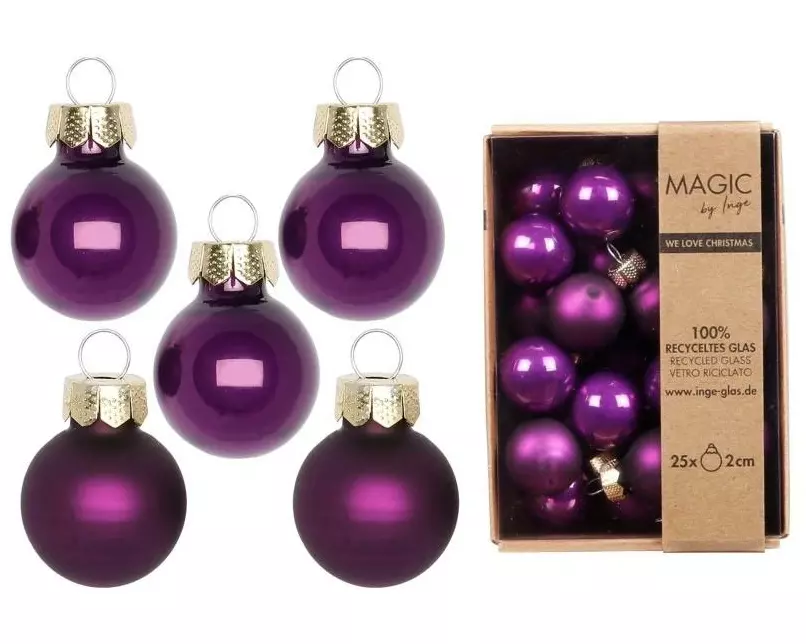 INGES CHRISTMAS DECOR Weihnachtskugel Purple Symphony 25 Stück, Lila