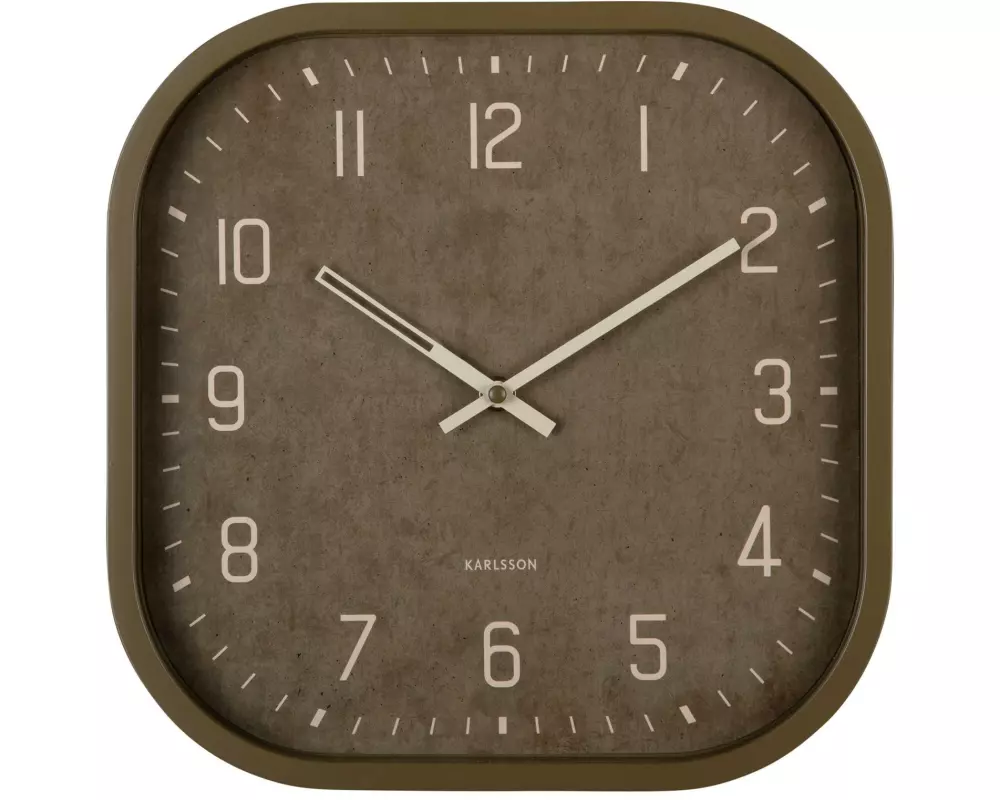 KARLSSON Wanduhr Elemental Cuadrado 30 x 30 cm, Luxus grün