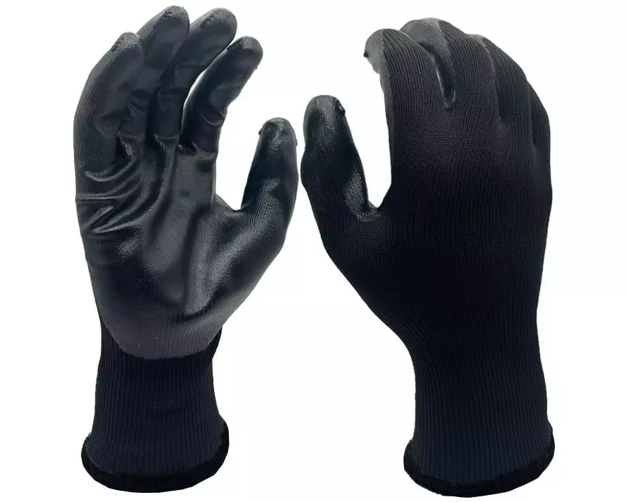 FTM Arbeitshandschuh Polyester, XL, Schwarz, 12 Stück