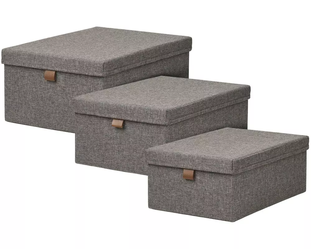 House Nordic Aufbewahrungsbox Noto, 3er-Set, Dunkelgrau