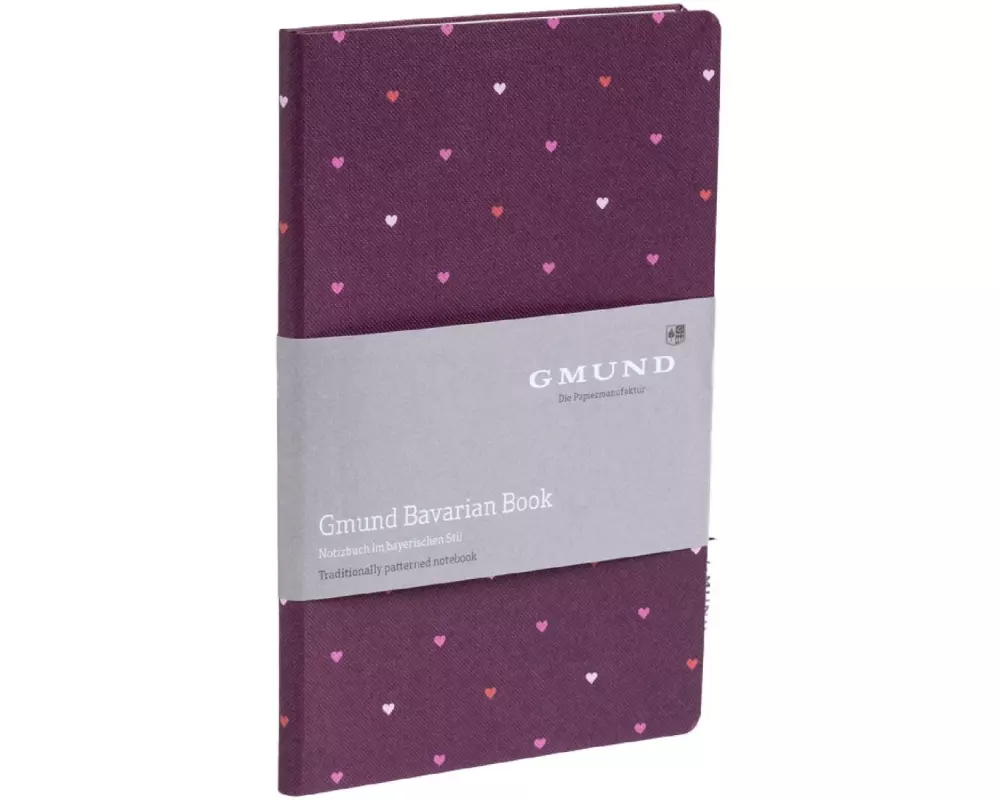 Gmund Notizbuch Bavarian Herzen 13.5 x 20.3 cm, Dot, Dunkelrot