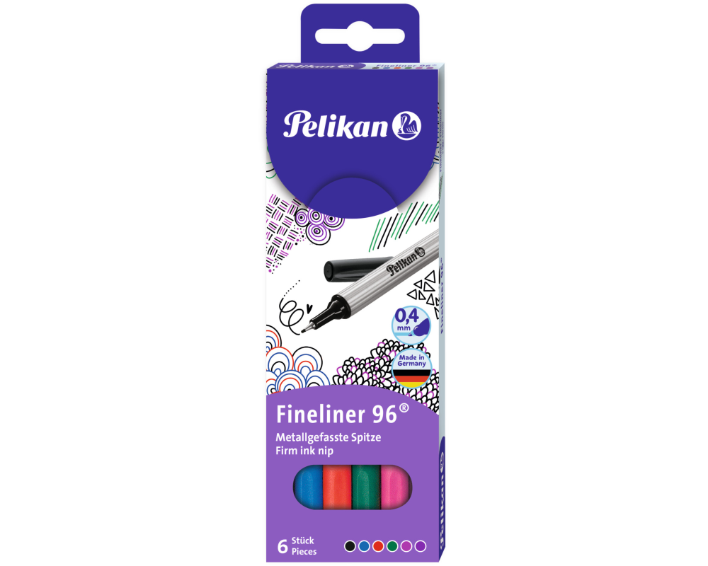 PELIKAN Fineliner 0,4mm 96/6 6 Farben, Etui
