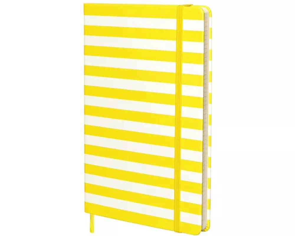 Kolma Notizbuch Stripy A5, Kariert, Lemon/Weiss