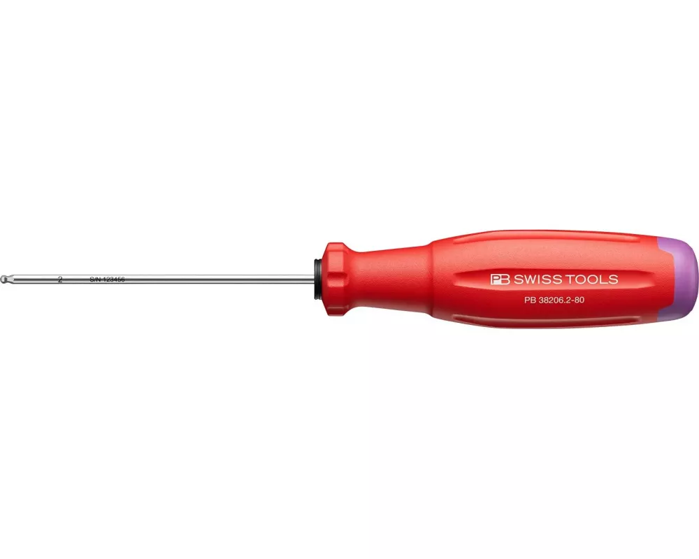 PB Swiss Tools Kugelkopf-Schraubenzieher PB 38206.2-80 Rot Innensechskant