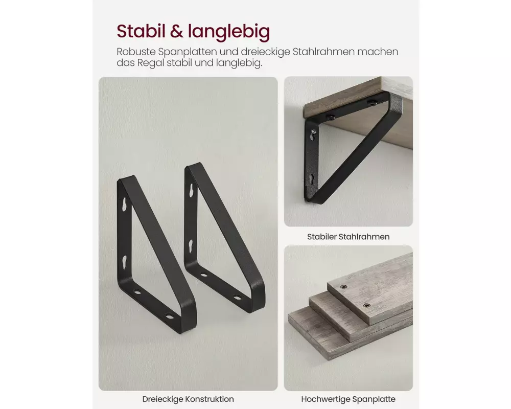 VASAGLE Wandregal 3er-Set Schwarz