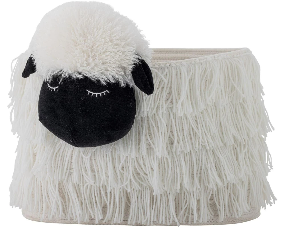 Bloomingville Spielzeugkorb Dolly 40 x 30 x 25 cm, Weiss/Schwarz