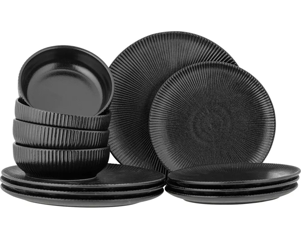 Bloomingville Speiseteller Neri 12-teilig, Schwarz
