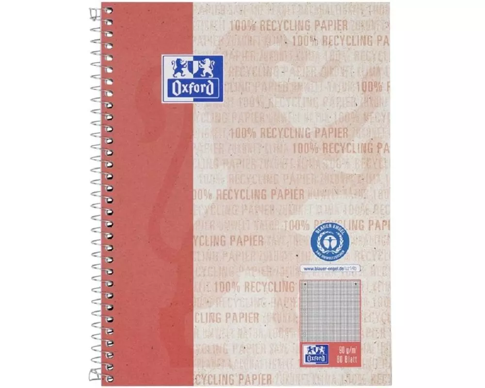 Oxford Notizbuch Collegeblock kariert, A5+, Rot