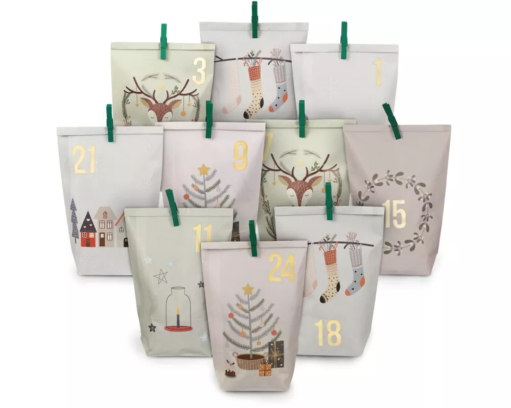 G. Wurm Adventskalender Tüten Weihnachtsmotiv, 72-teilig