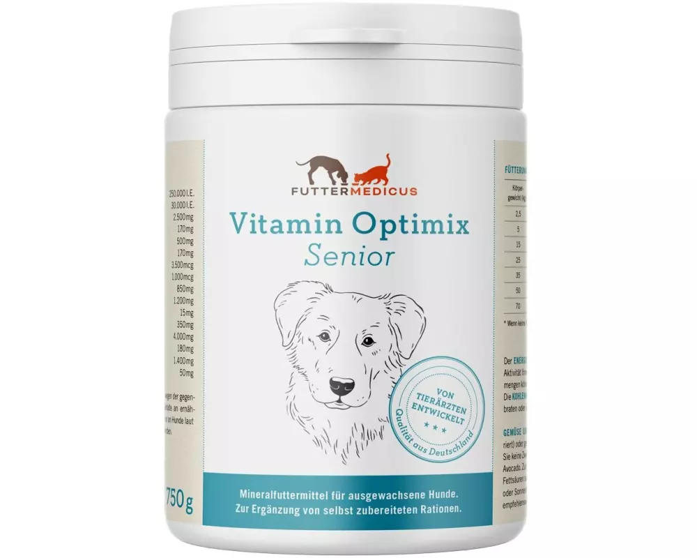Futtermedicus Hunde-Nahrungsergänzung Senior Vitamin Optimix, 750 g