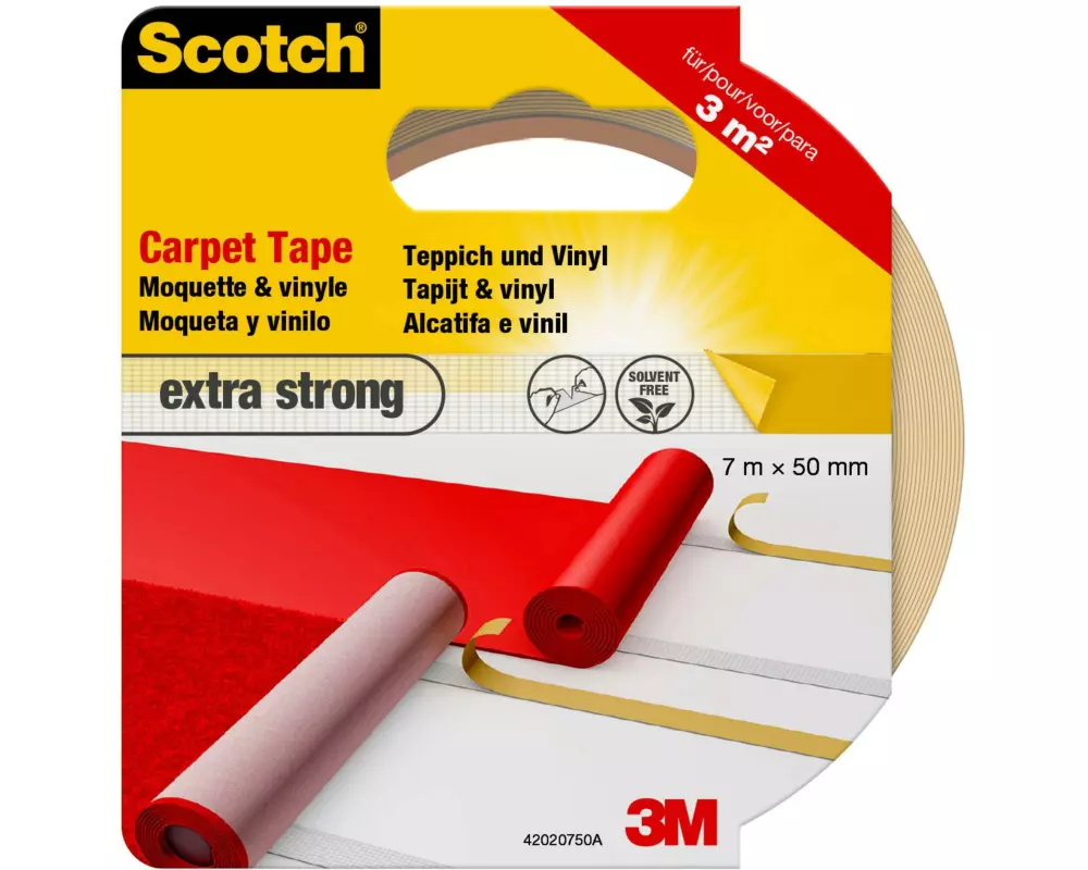 3M Scotch Teppich-Klebeband, extra strong 50 mm x 7 m, Weiss