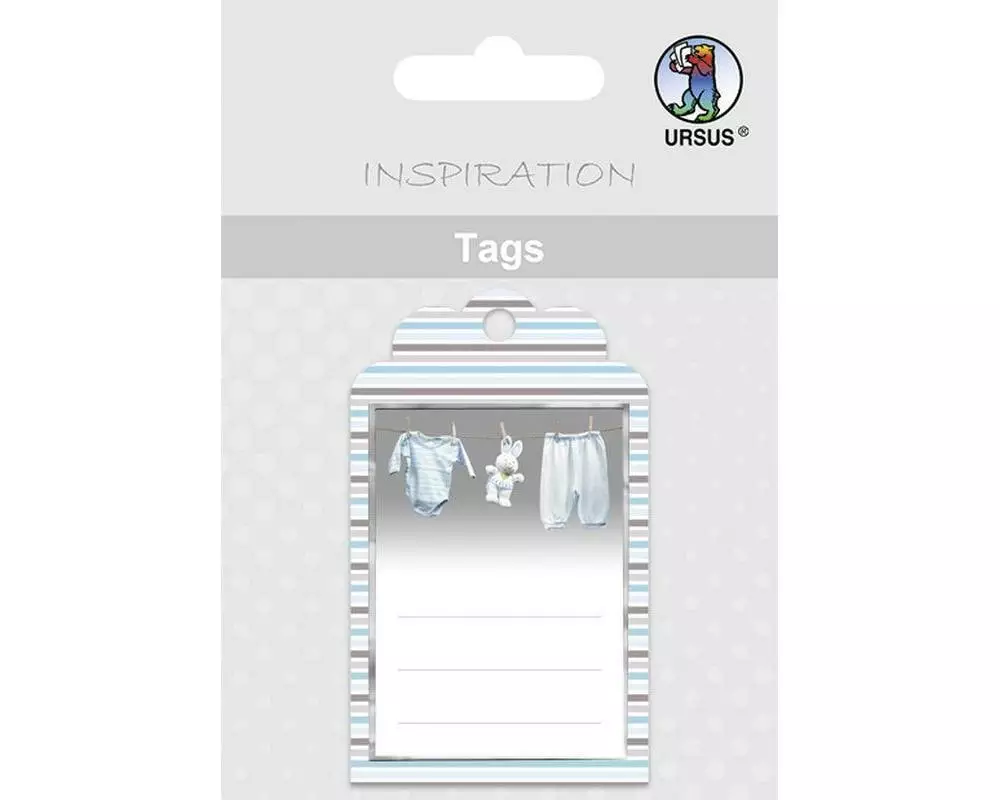 URSUS Geschenkanhänger Baby Boy 1 Stück, Blau/ Grau