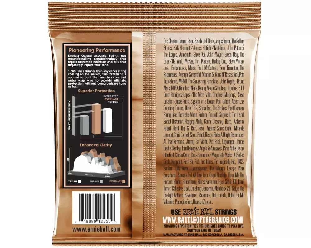Ernie Ball Gitarrensaiten 2550 Everlast Coated PB – Extra Light 10-50