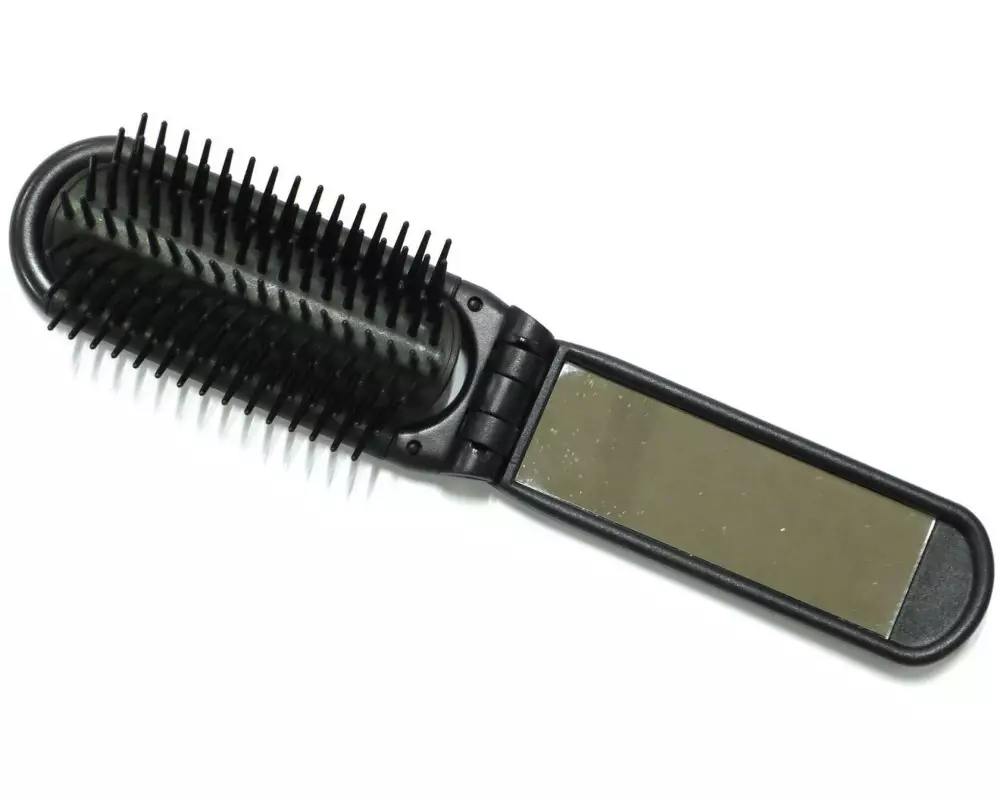 Herba Klappbürste mit Spiegel schwarz