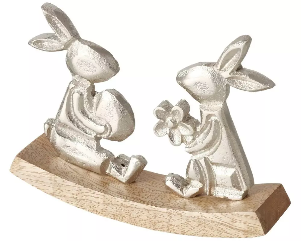 Boltze Aufsteller Hasenpaar Hoppeline Silber