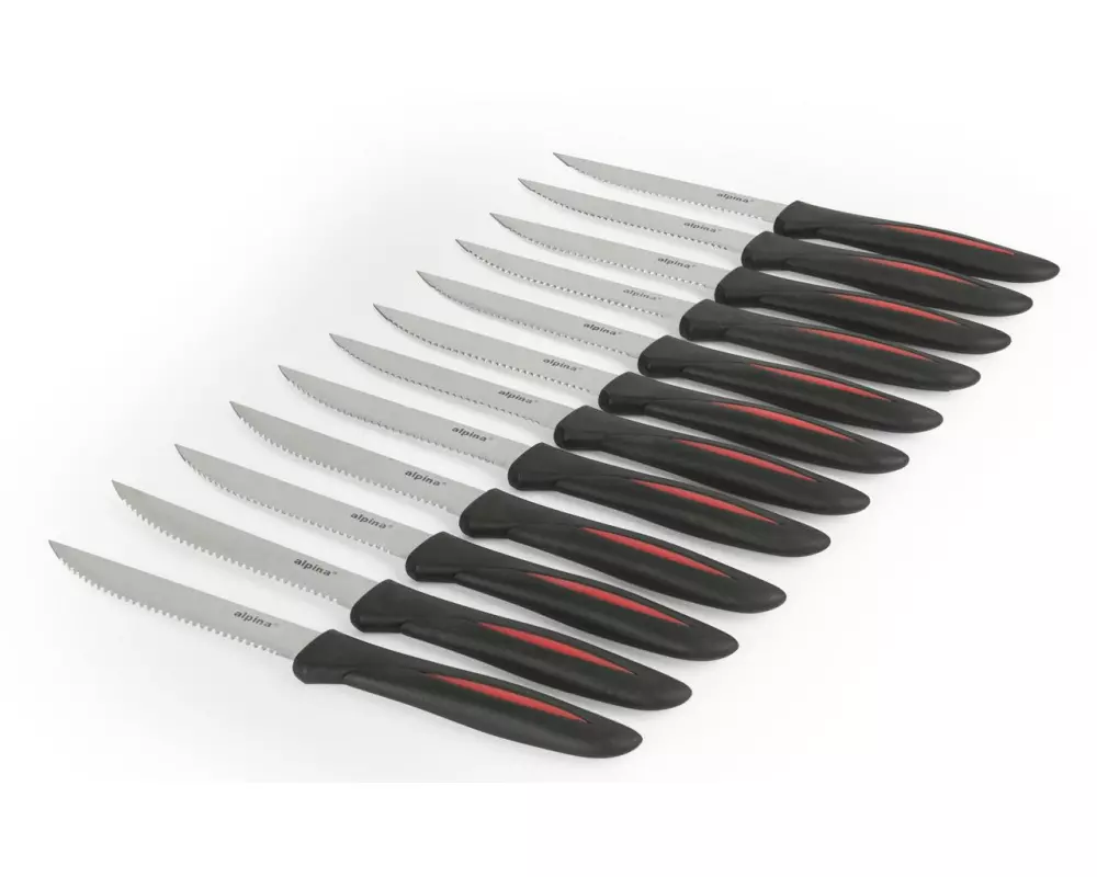 alpina Steakmesser-Set 12 Stück, Schwarz
