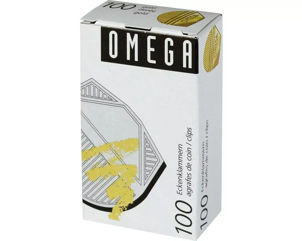 Omega Eckenklammer 100 Stück, Gold metallic