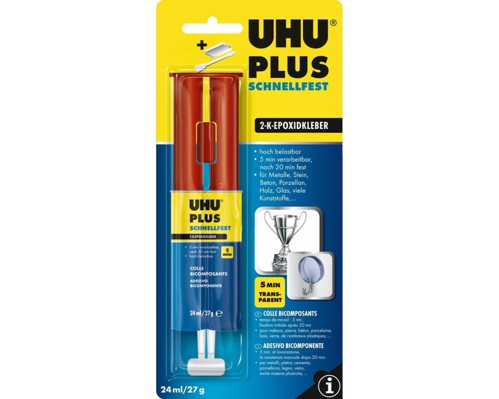 UHU PLUS schnellfest Doppelkammerspritze 27 ml, Transparent