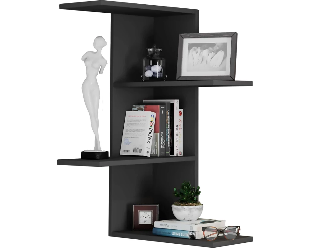 VCM Wandregal Balos 77 x 45 cm, Schwarz