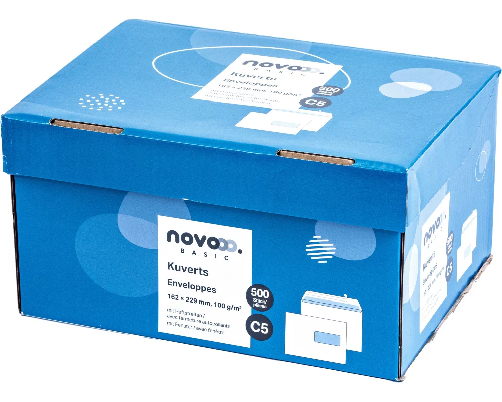 novooo. Couvert m/Fenster rechts C5 Weiss, 500 Stück