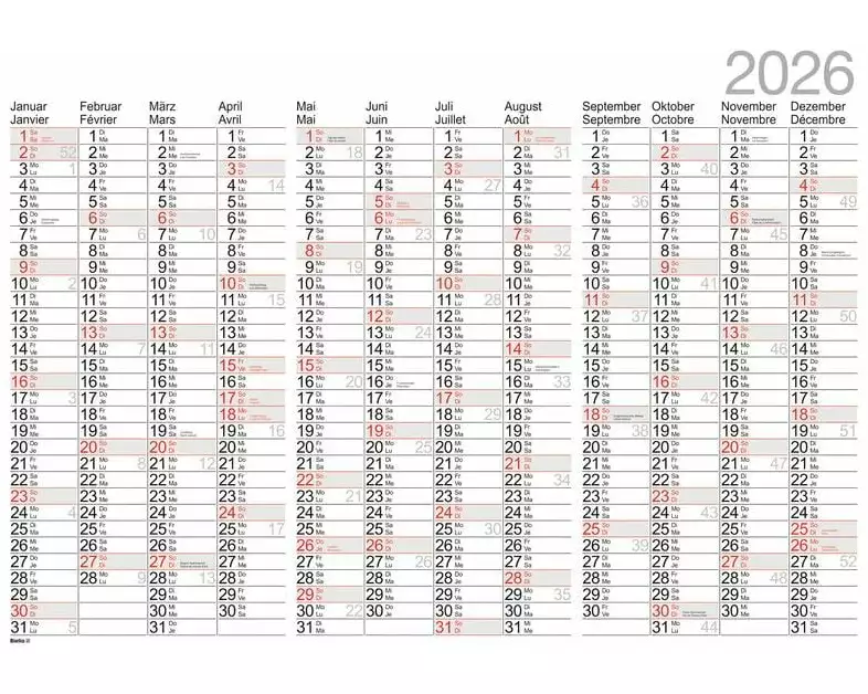 Biella Kalender Jahres-Wandplaner 98 x 68 cm