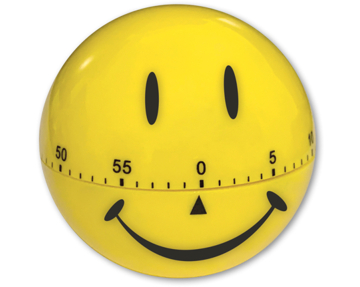 TIMETEX Zeitdauer-Uhr 61905 lachendes Gesicht 7cm ø, gelb