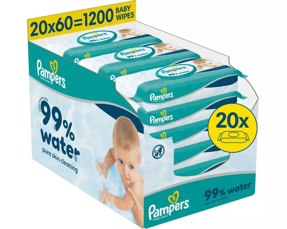 Pampers Pampers 99% Water Baby Feuchttücher, 1200 Feuchttücher