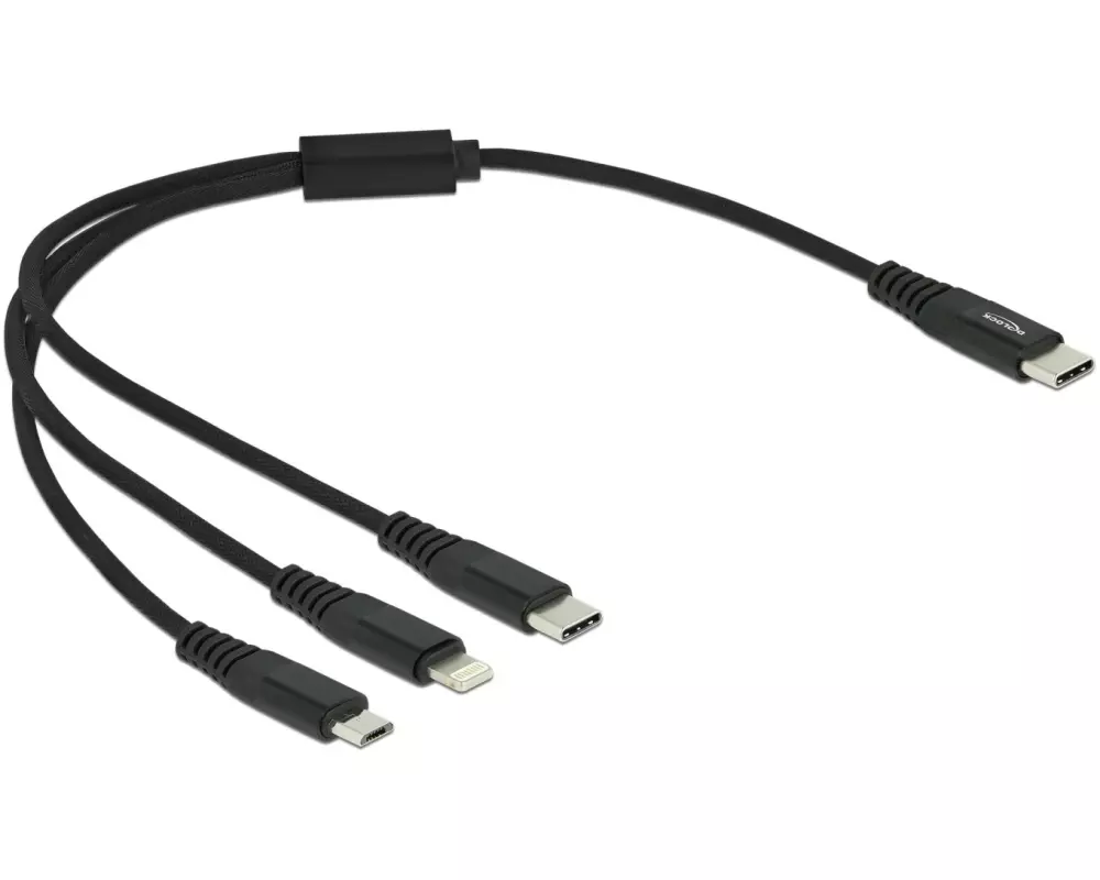 Delock USB-Ladekabel USB C - Lightning/Micro-USB B/USB C 0.3 m
